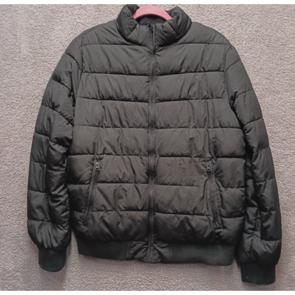 GAP Men's Small Black Quilted‎ Puffer Jacket Zip Front Lightweight Winter Coat